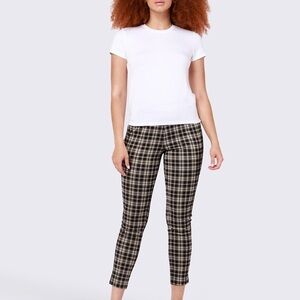 Dex | women's xsmall Black and beige plaid trousers with elastic waist office